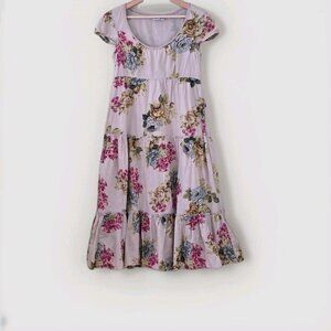 Esprit Floral Tiered Dress Women 6 Multicolor Lined Corchet Cotton Cottage Fairy